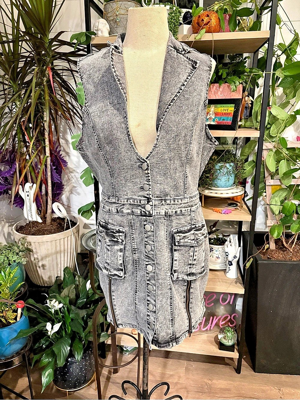 SHEIN Women's Gray Denim Mini Dress Size XL (44/12) Like New